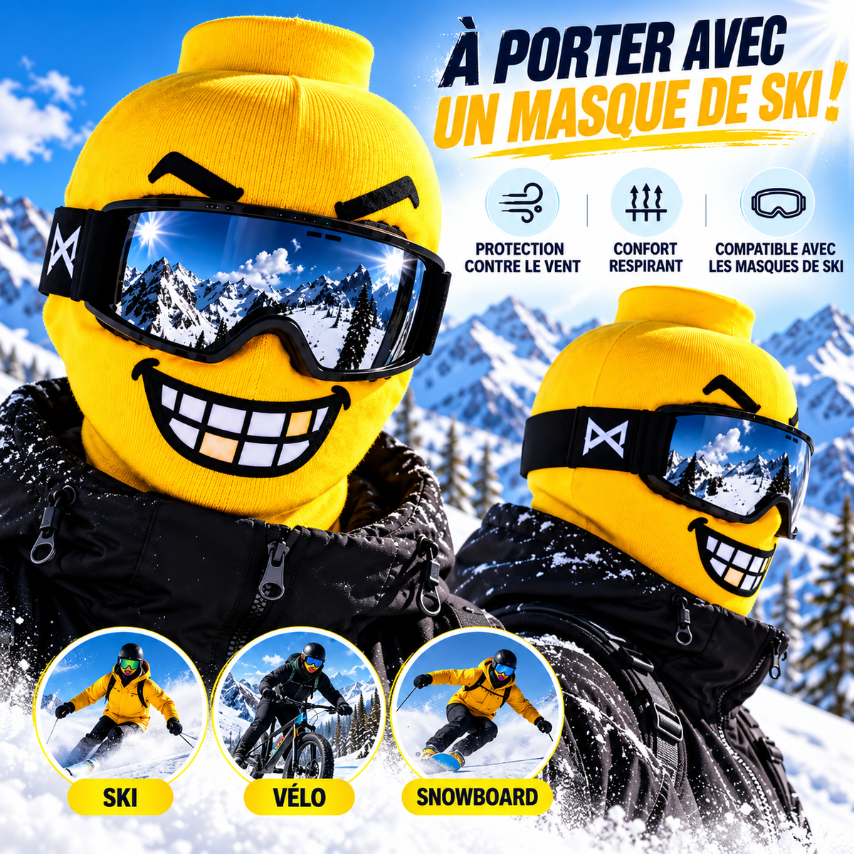 GRIMZ® — Cagoule Emoji Snowboard & Ski